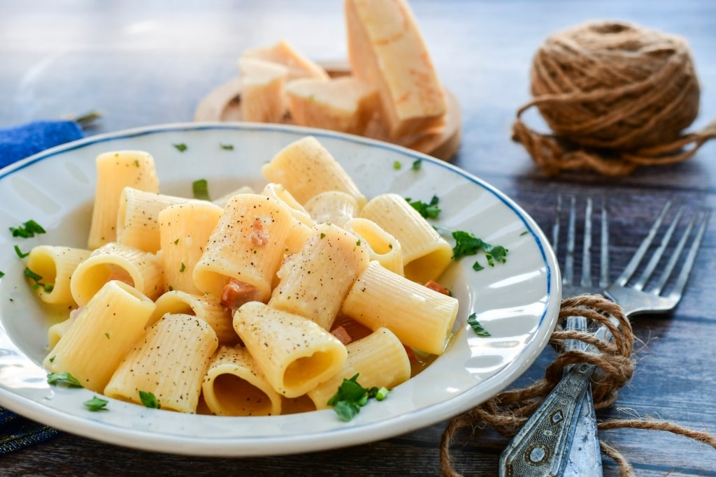 Plate of Rigatoni Carbonara