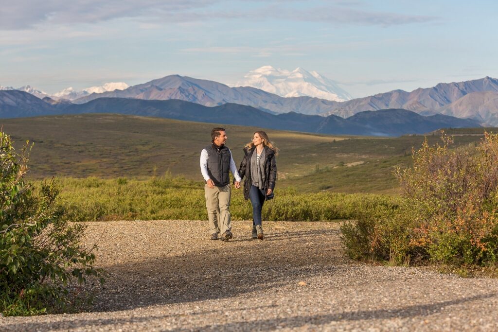 Couple on an Alaska honeymoon