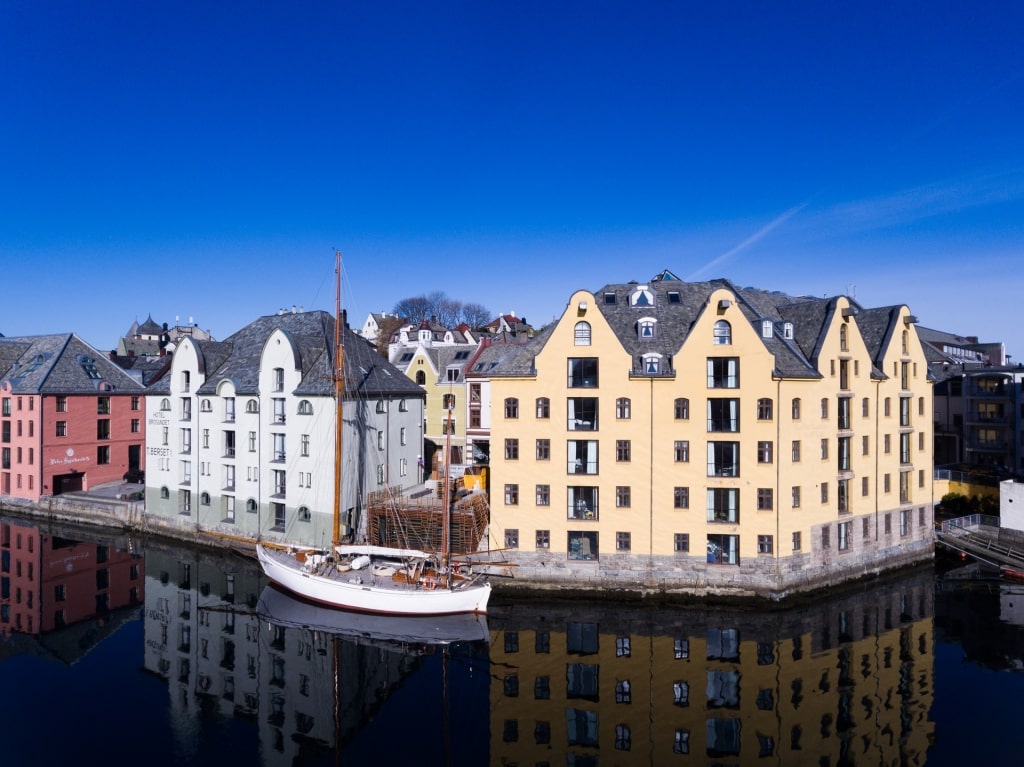 Colorful waterfront of Downtown Ålesund