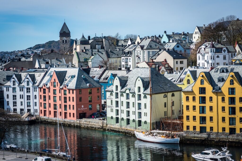 Colorful waterfront of Downtown Ålesund