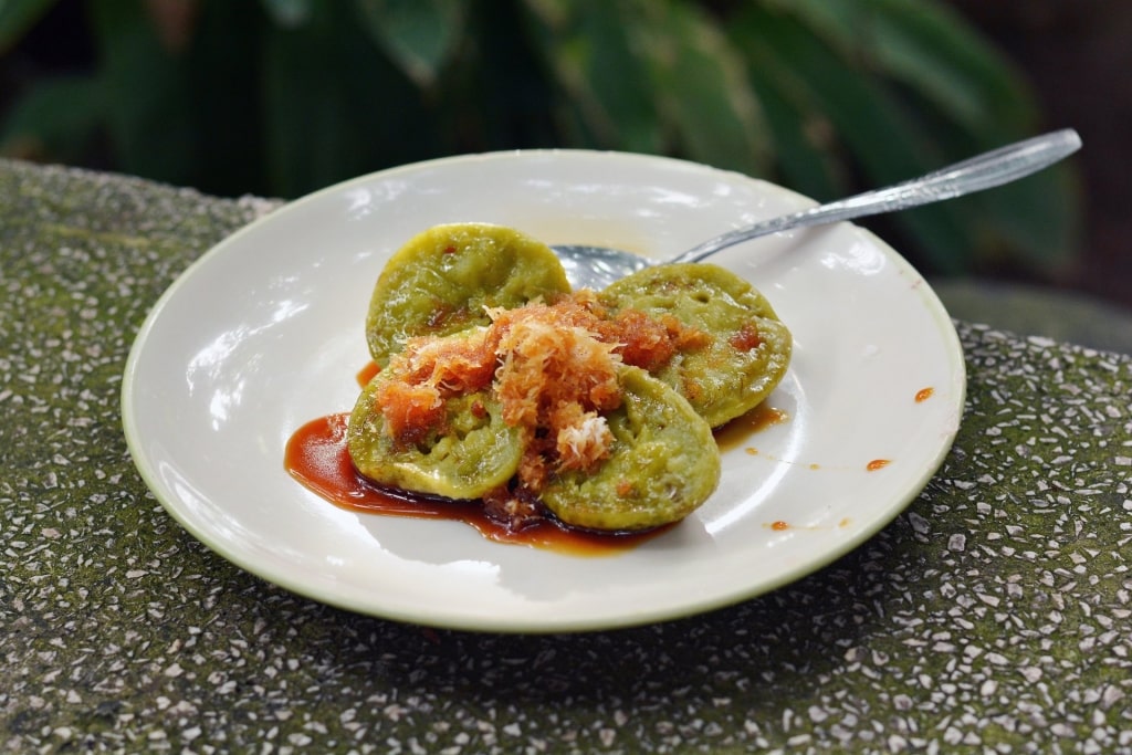 Decadent dessert called laklak, one of the most popular Bali food