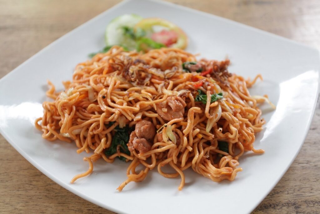 Plate of iconic Bali food, Mie goreng