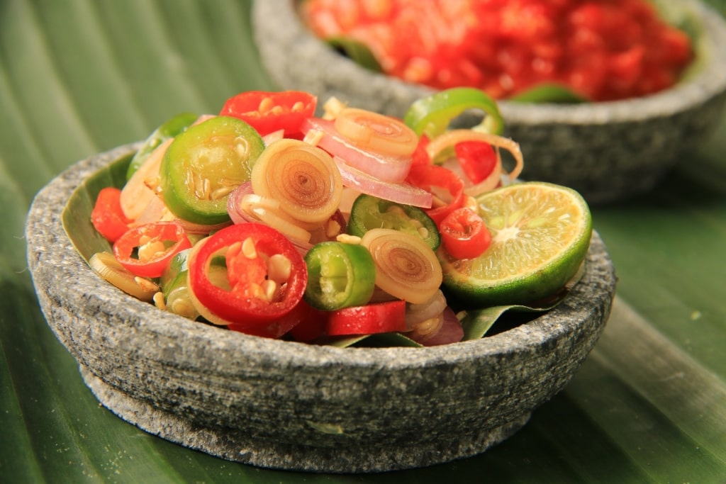 Plate of tangy Sambal matah