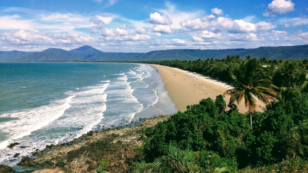 View of Four Mile Beach, Port Douglas with soft waves
