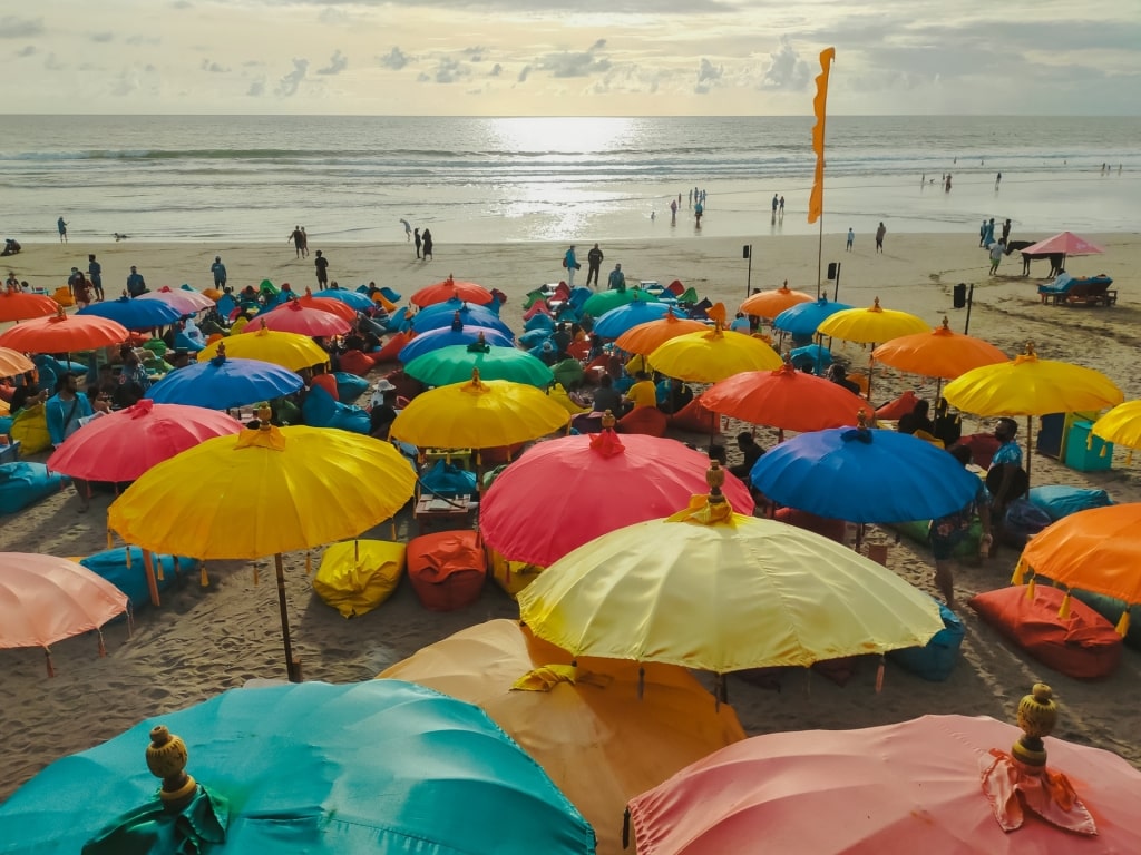 People lounging on Seminyak Beach