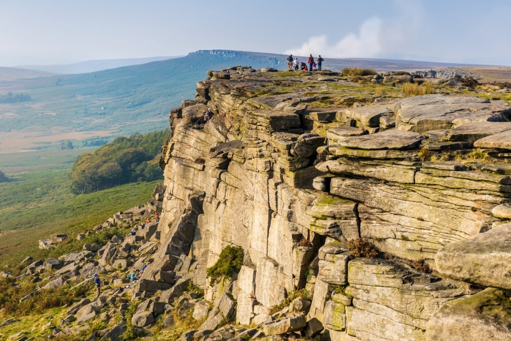 People at the top of Stanage Edge, near Liverpool