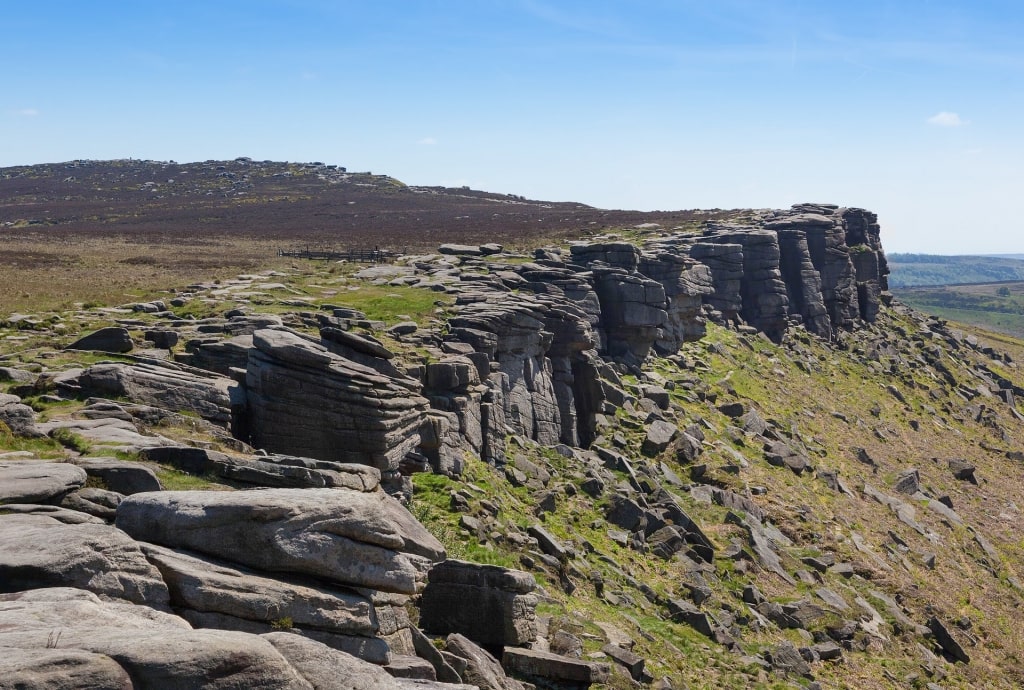 Tough rocks atop Stanage Edge, near Liverpool