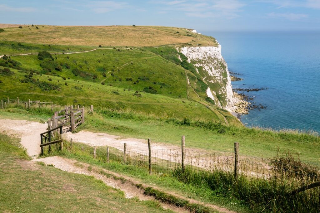 Clear hiking track at the White Cliffs of Dover, Dover