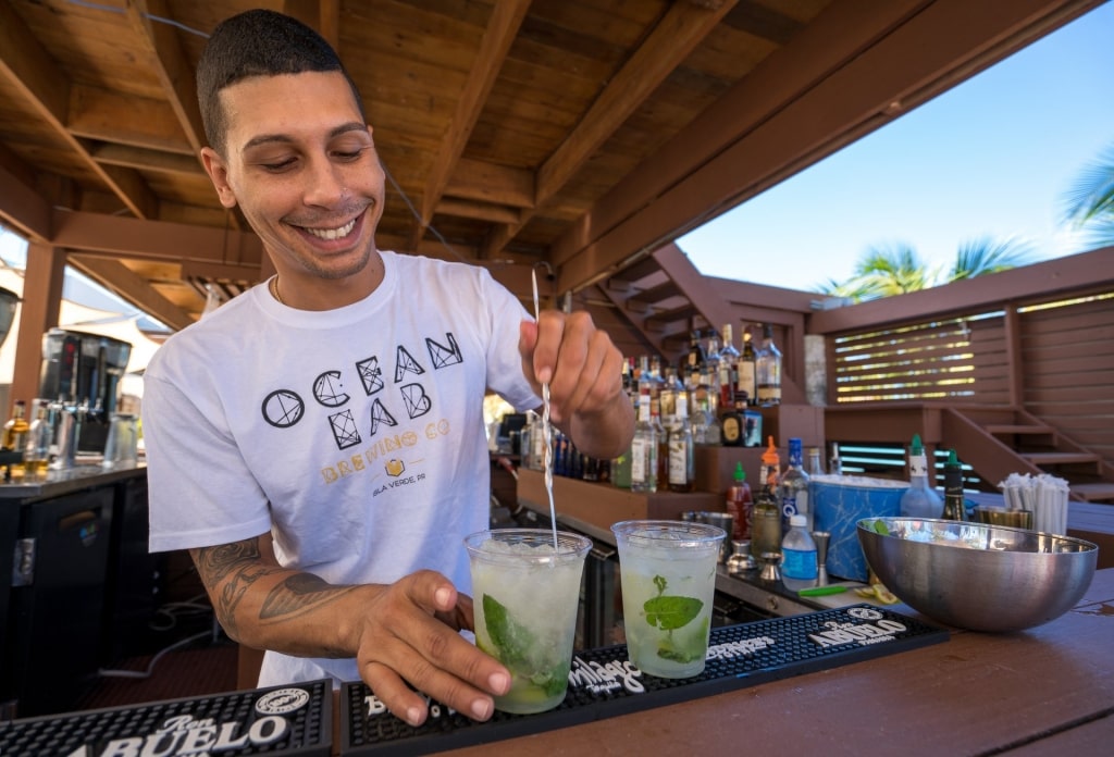 Man making mojito at a bar