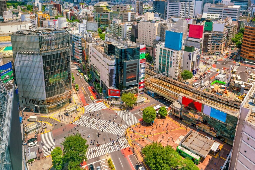 Busy intersection of Shibuya Crossing, Tokyo