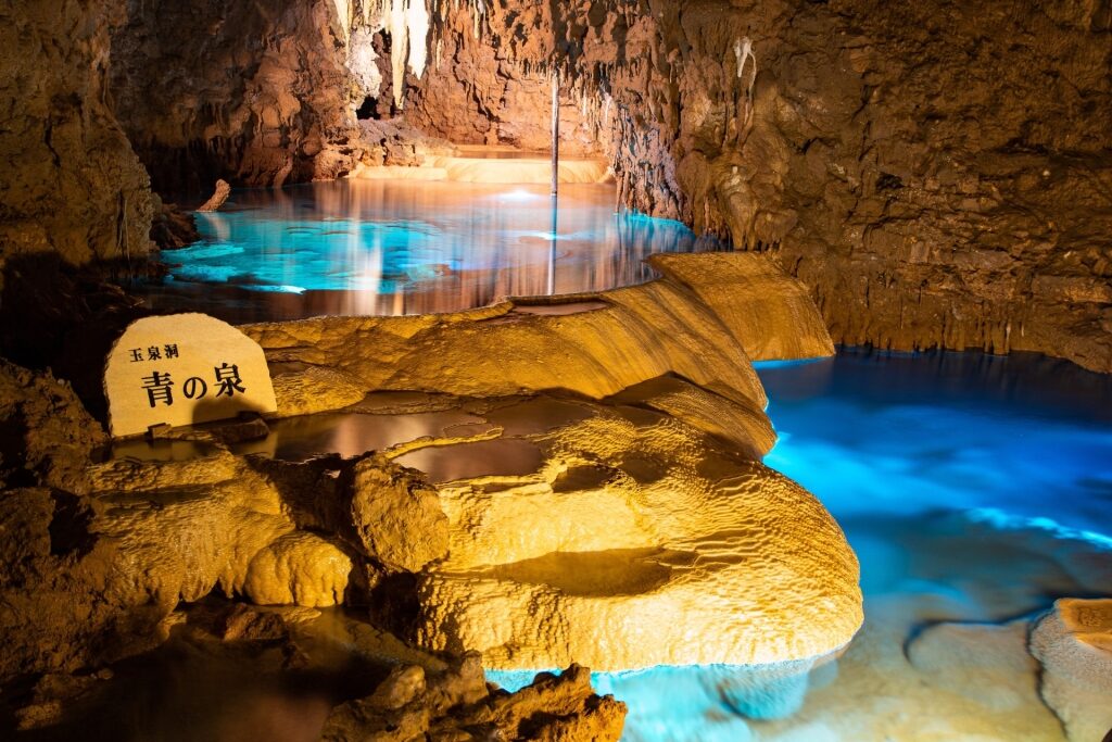 Unique landscape of Blue Fountain in Gyokusendo Cave, Okinawa