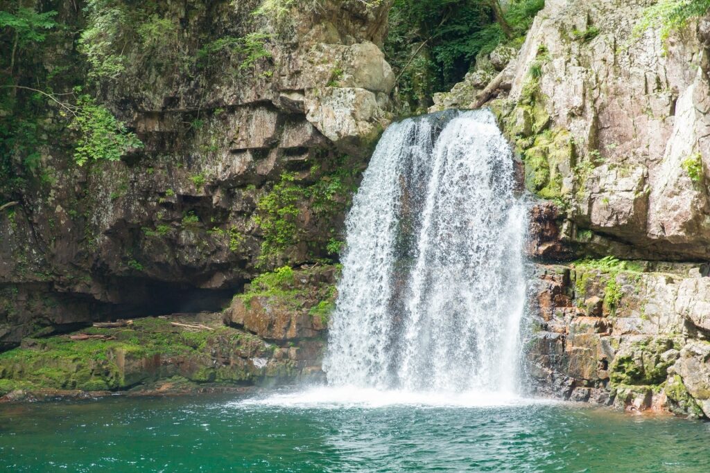 Majestic Nidan Falls within Sandankyo Gorge near Hiroshima