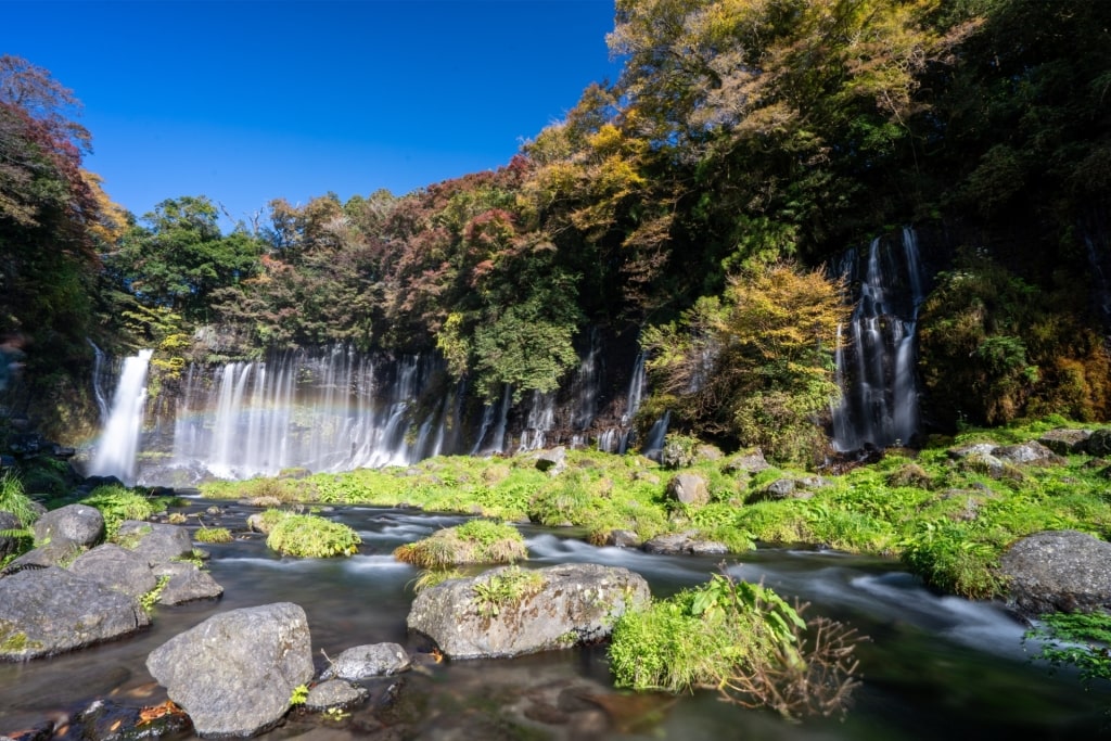 Scenic landscape of Shiraito Falls, near Mt. Fuji