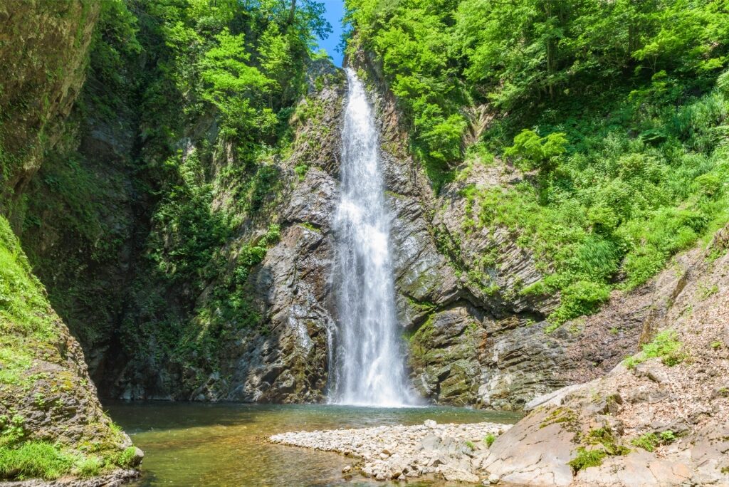 Majestic landscape of Anmon Falls in Shirakami-Sanchi, Aomori
