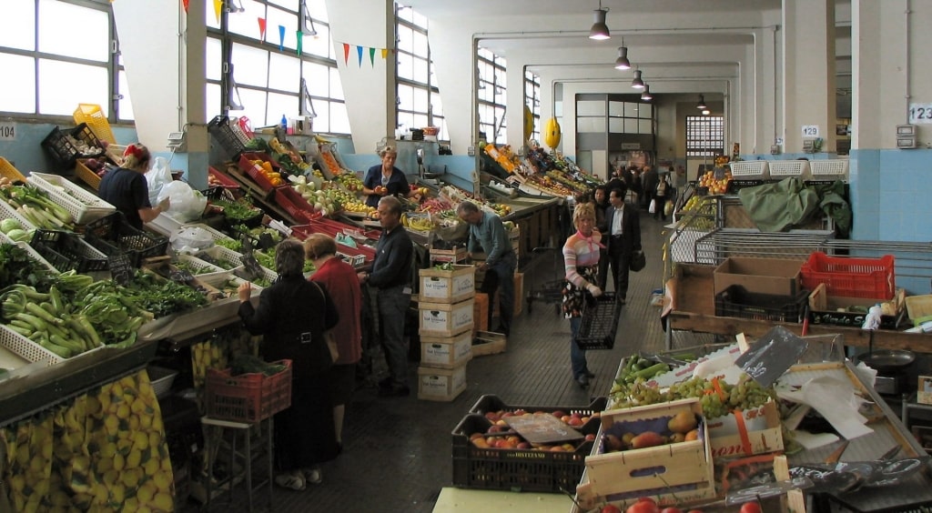 Stalls inside the Mercato Coperto, Trieste