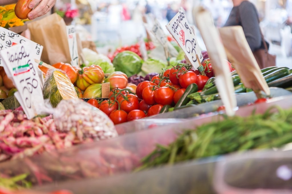 Fresh produce being sold at the Mercato di Rialto, Venice