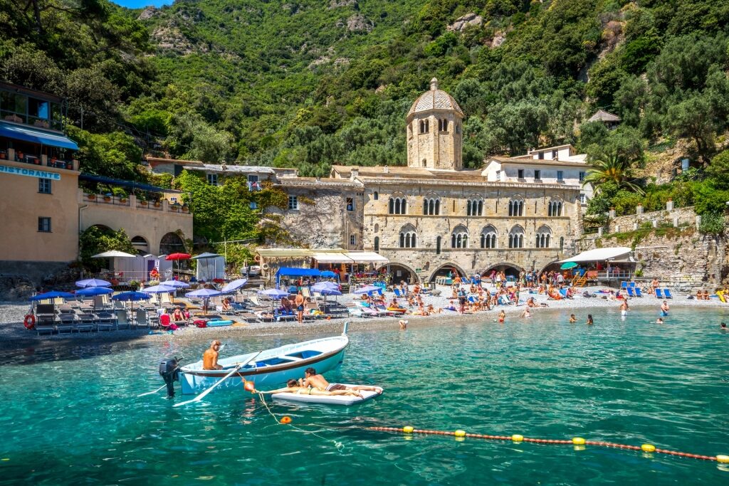 Turquoise waters of San Fruttuoso with Church