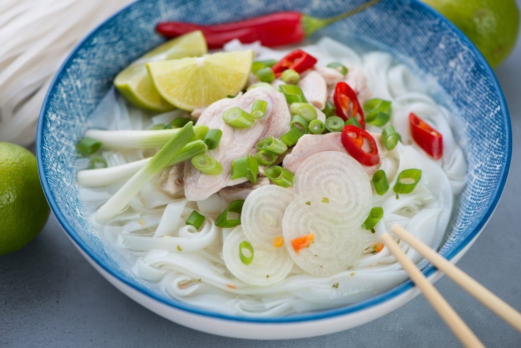 A bowl of warm Pho noodle soup