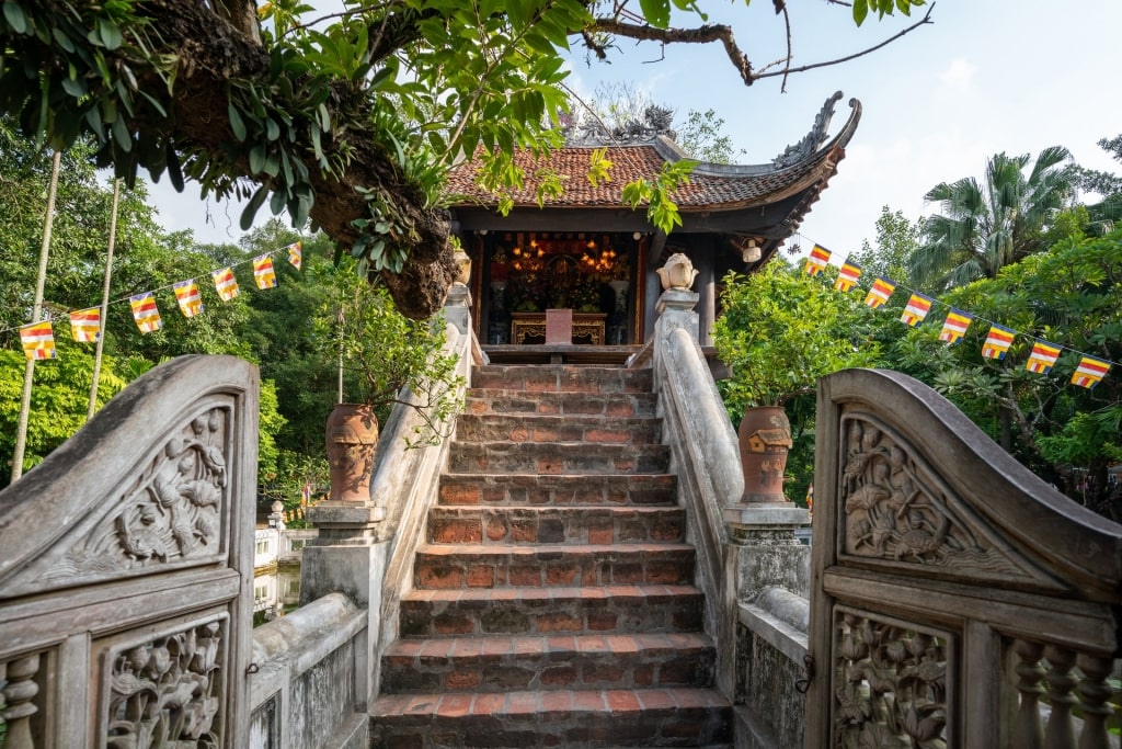 Stairs leading to the One Pillar Pagoda