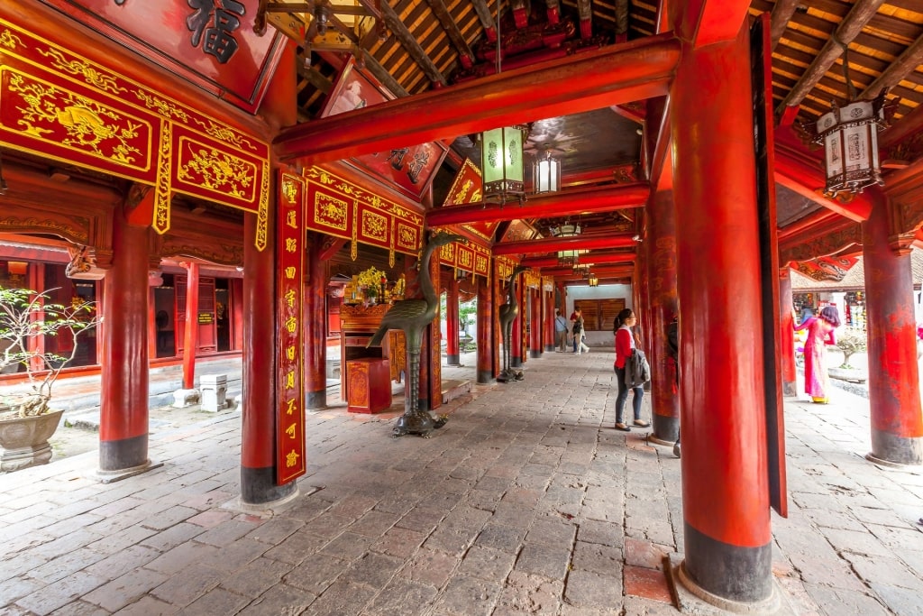 People exploring the Temple of Literature