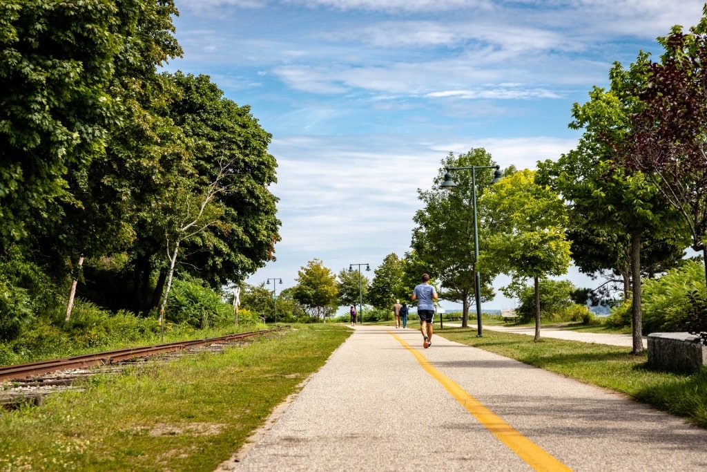 People walking along the Eastern Promenade Trail