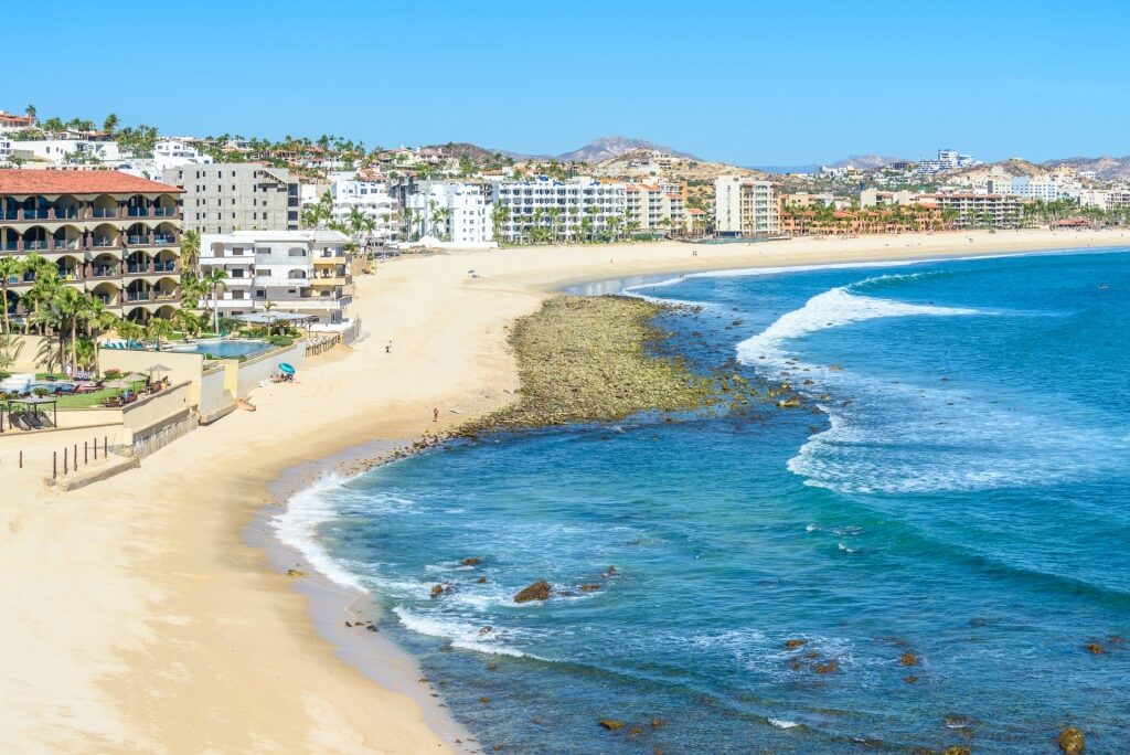 Buildings lined up along Playa Costa Azul