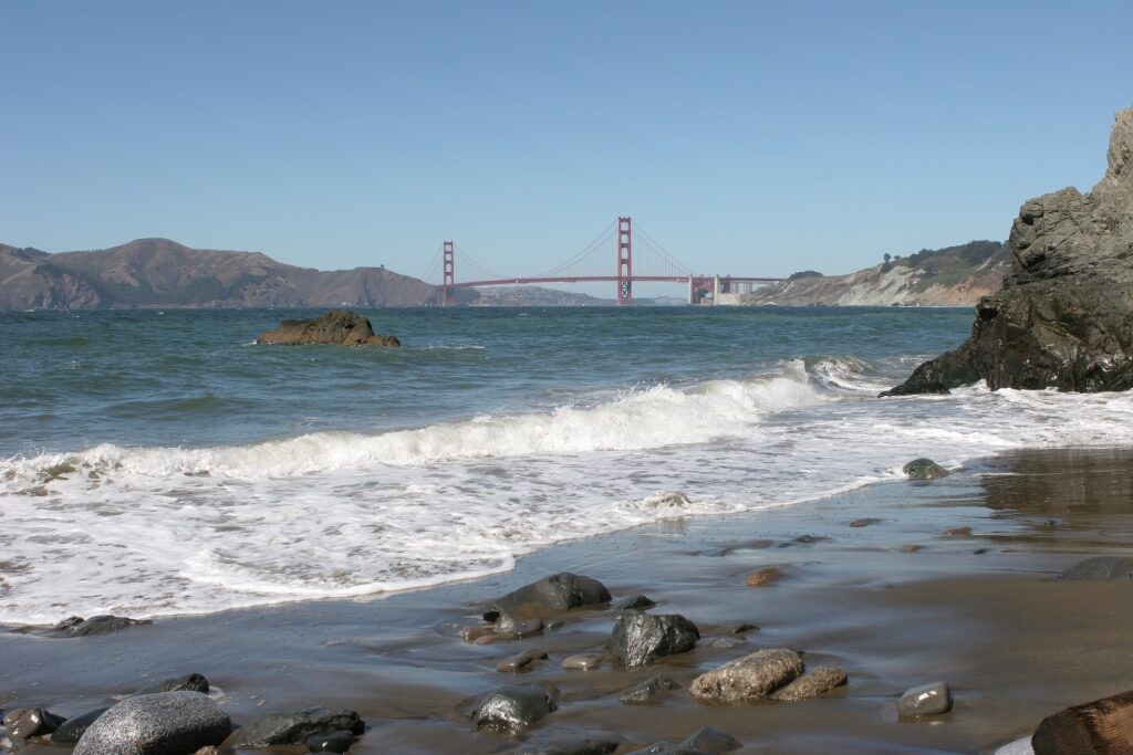 China Beach with view of Golden Gate Bridge