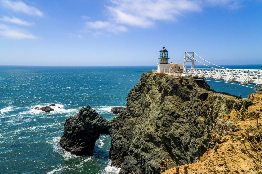 Iconic Point Bonita Lighthouse on a cliff