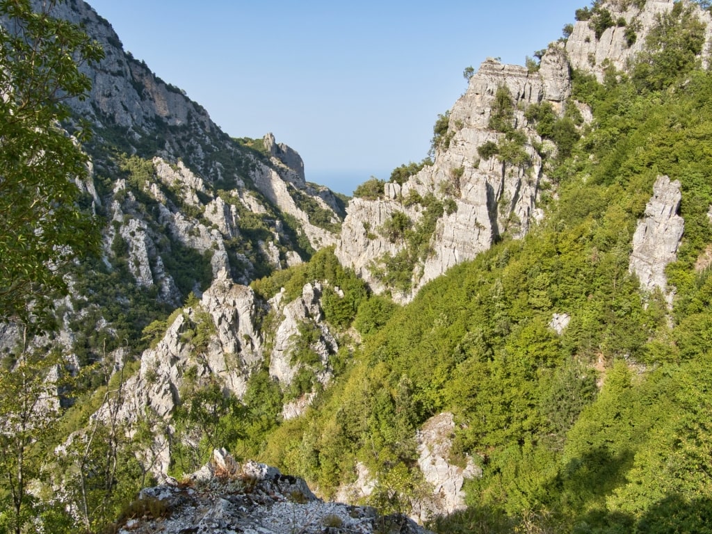 Lush landscape of Enipeas Gorge in Thessaloniki, Greece