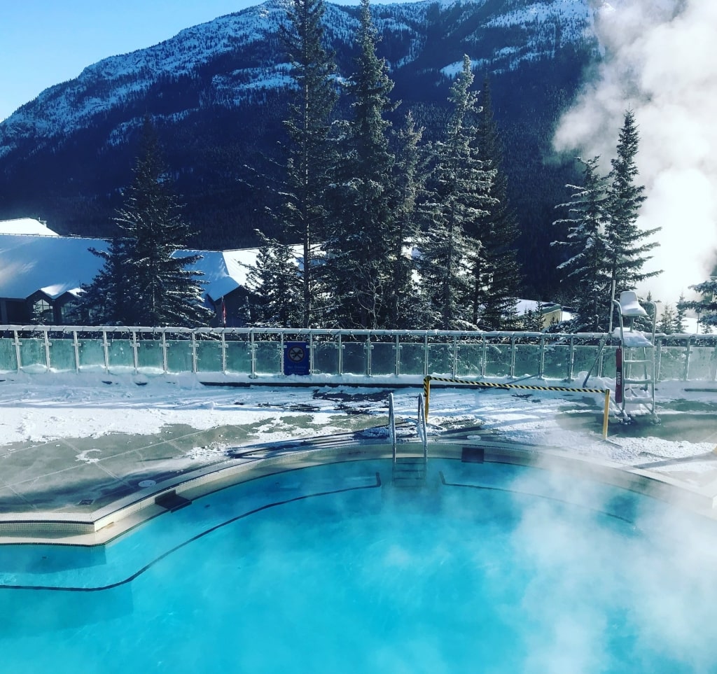 Steaming water of Banff Upper Hot Springs, Canada