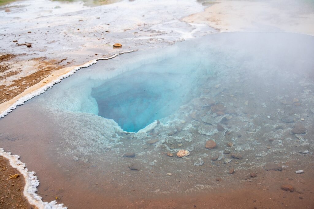 Closeup view of Geysir Hot Springs, Iceland