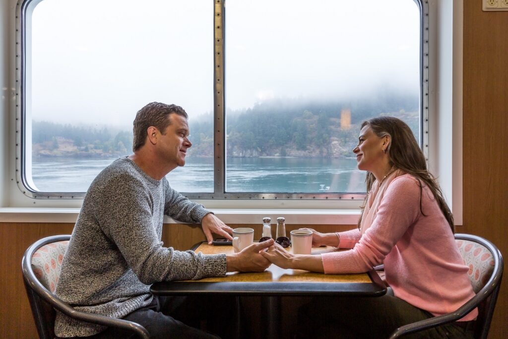 Couple on a ferry in Vancouver, British Columbia