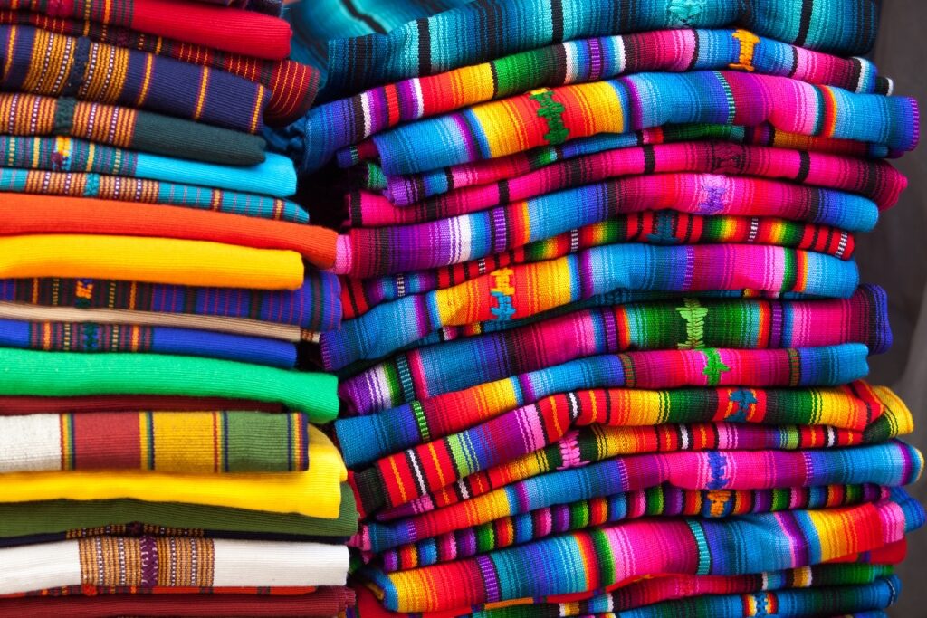 Mexican blankets at a market in Todos Santos