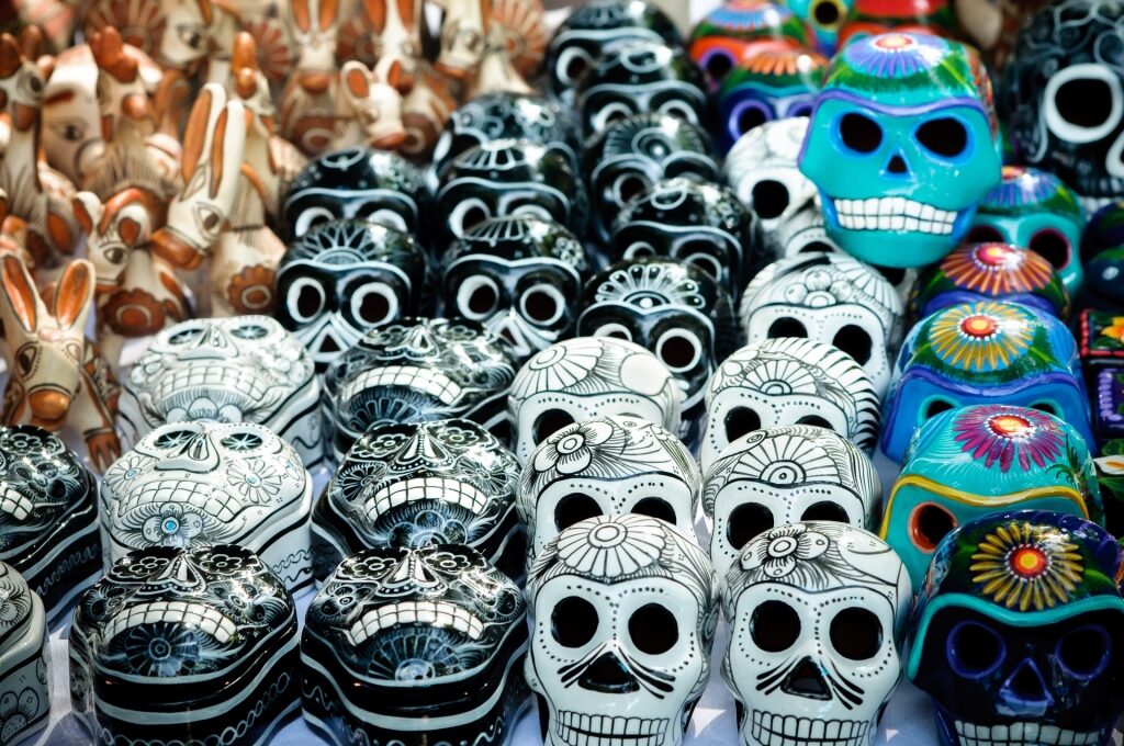 Mexican souvenirs at a market in Todos Santos