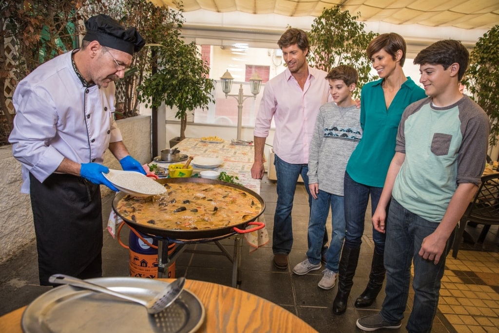 Paella cooking show in Cartagena