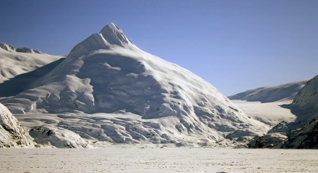 View of the snowy Chugach Mountain