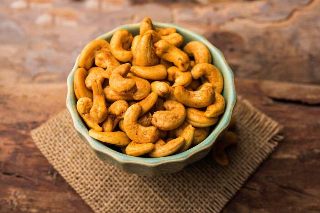 Cashew nuts on a bowl