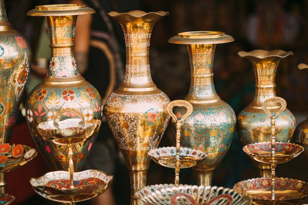 Vintage collectibles at a street market in India