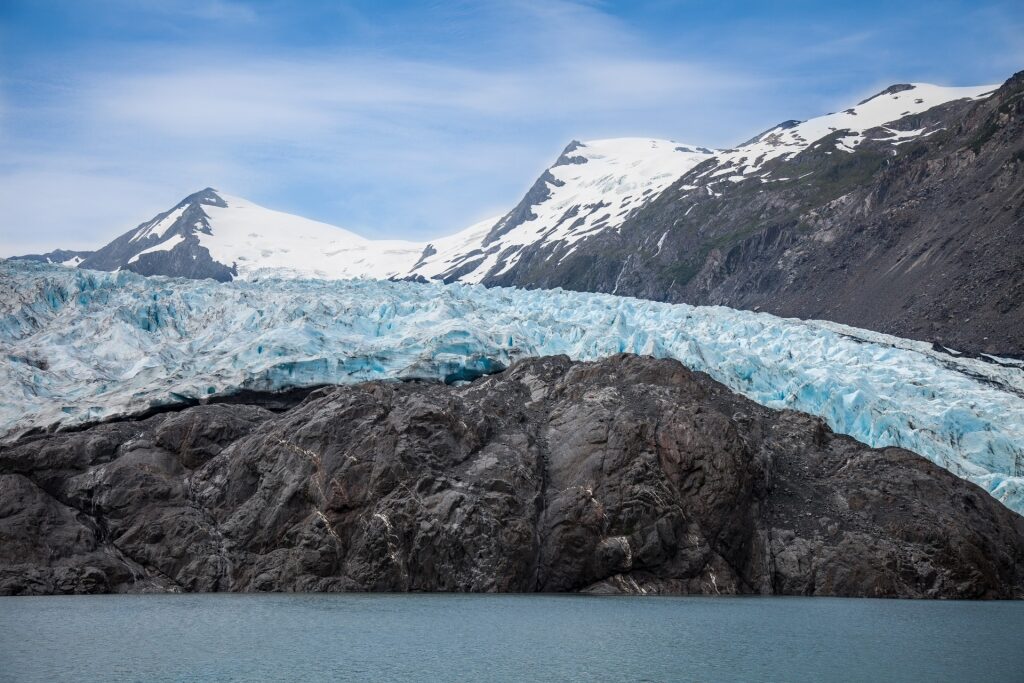 Icy glacier in Portage Lake