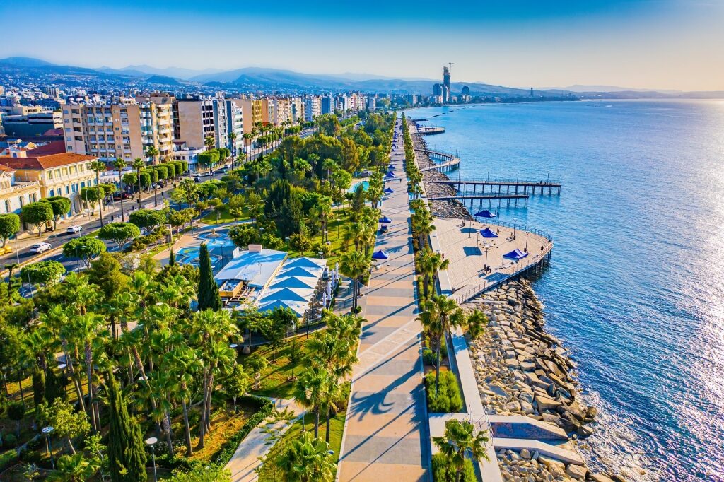 Aerial view of Limassol Cyprus waterfront