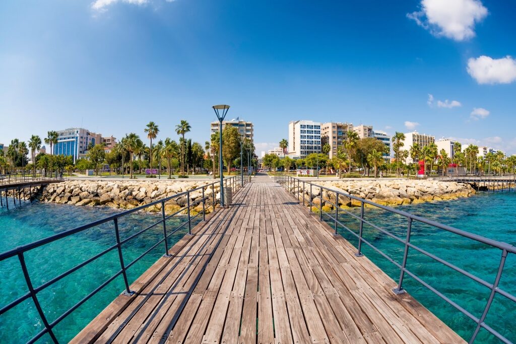Scenic view of Limassol waterfront from the boardwalk