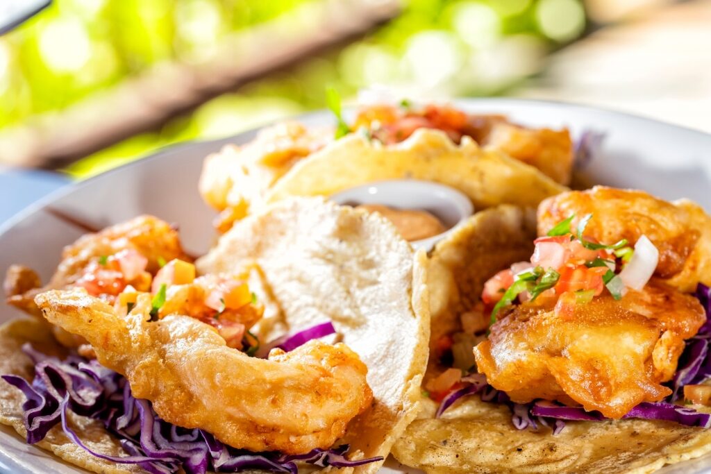 Shrimp tacos on a plate