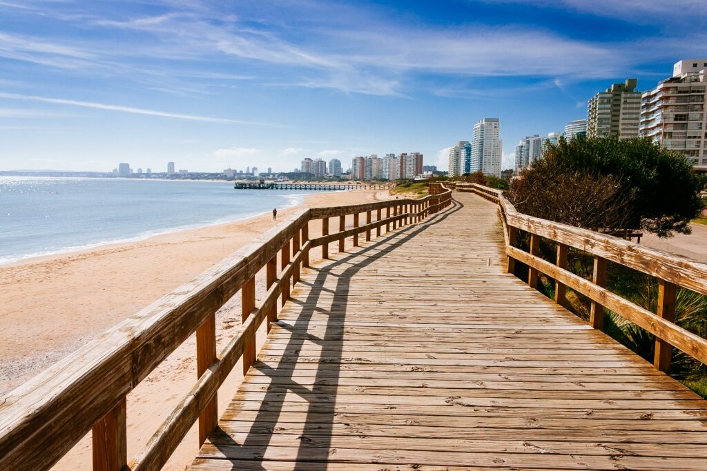 Boardwalk on a beach in Punta del Este