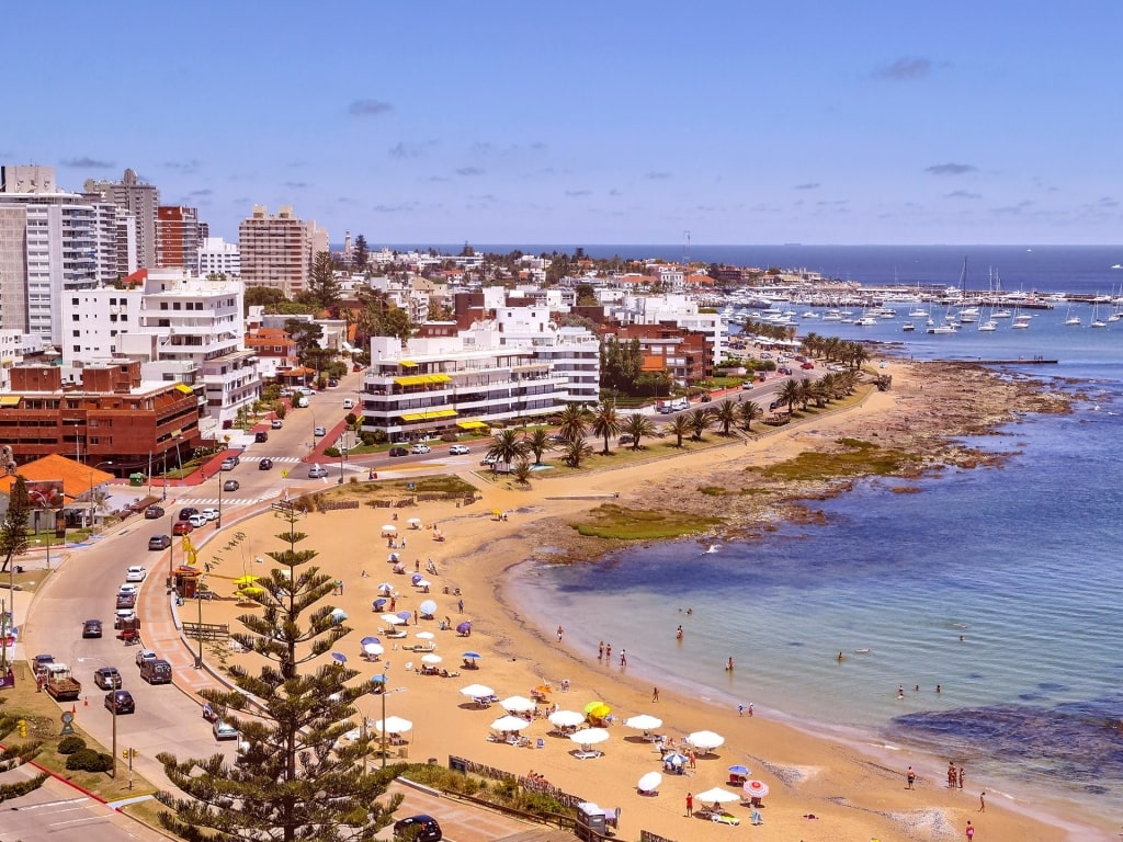 Aerial view of Maldonado with golden sands