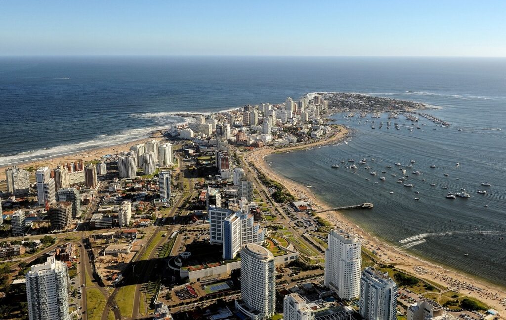 Skyline of Punta del Este with mid to high rise buildings