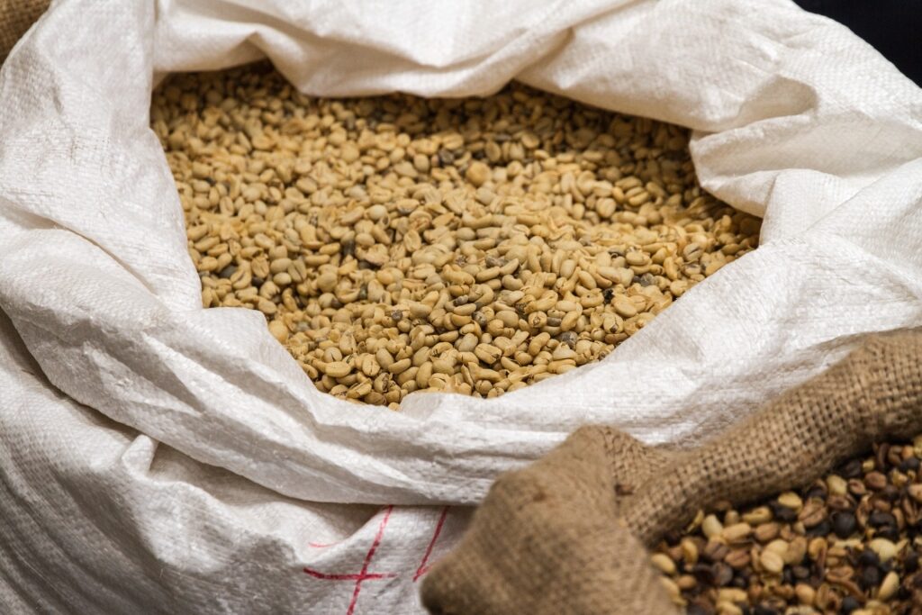 Bag of coffee beans in Doka Estate