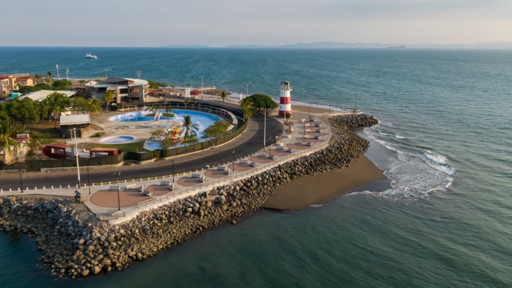 Aerial view of Puntarenas with lighthouse