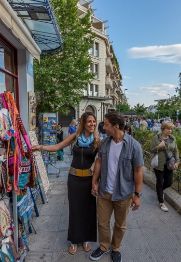 Couple shopping in Plaka