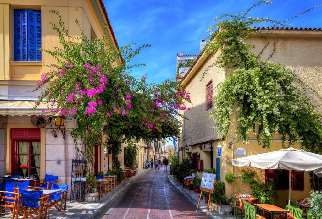 Narrow cobblestone street in Plaka