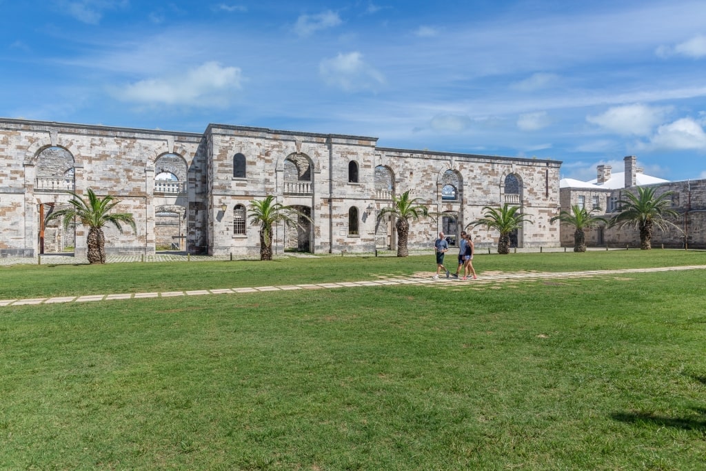 People strolling Royal Naval Dockyard